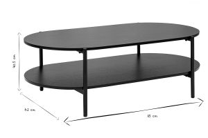 Table basse ovale finition bois noir et métal L115 cm BRUNA