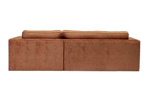 Canapé d'angle gauche design en tissu effet velours texturé terre brûlée 3 places GRAMMY
