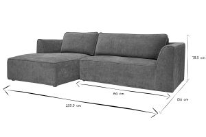 Canapé d'angle gauche design en tissu effet velours texturé terre brûlée 3 places GRAMMY