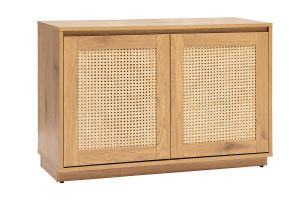 Buffet bas finition bois clair chêne et cannage rotin L96 cm SEVILLE