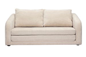 Canapé convertible 2 places en tissu effet velours texturé beige MAHAUT