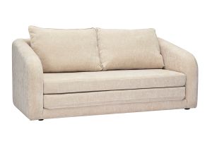 Canapé convertible 2 places en tissu effet velours texturé beige MAHAUT