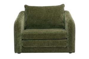 Fauteuil convertible en tissu effet velours texturé vert kaki MAHAUT