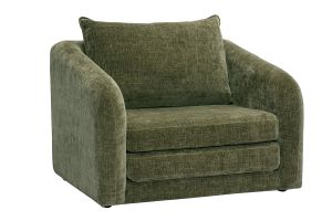 Fauteuil convertible en tissu effet velours texturé vert kaki MAHAUT