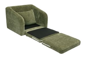 Fauteuil convertible en tissu effet velours texturé vert kaki MAHAUT