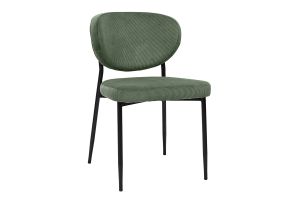 Chaises en tissu velours côtelé vert kaki et métal noir (lot de 2) BREKA