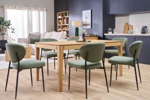 Chaises en tissu velours côtelé vert kaki et métal noir (lot de 2) BREKA
