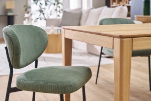 Chaises en tissu velours côtelé vert kaki et métal noir (lot de 2) BREKA