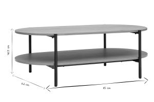Table basse ovale finition bois clair chêne et métal L115 cm BRUNA