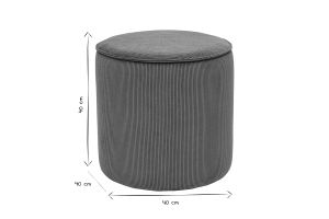 Pouf rond en tissu velours côtelé bleu canard D40 cm PAUL