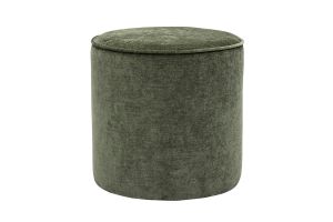 Pouf rotondo in tessuto effetto velluto verde kaki D40 cm PAUL