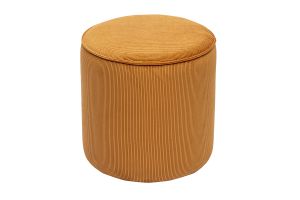 Pouf rond en tissu velours côtelé jaune curry D40 cm PAUL