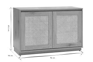 Buffet basso finitura legno chiaro quercia e intreccio di rattan L96 cm SEVILLE