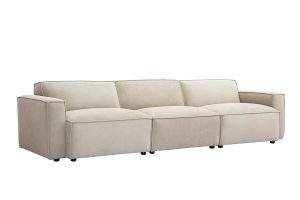 Canapé modulable 4 places en tissu effet velours texturé beige SPLIT
