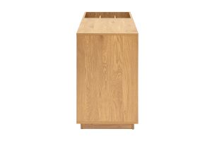 Buffet de rangement vinyles finition bois clair chêne et cannage rotin L130 cm ALICANTE