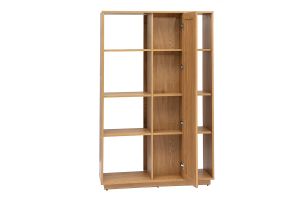 Bibliothèque séparatrice avec rangements finition bois clair chêne et cannage rotin L100 cm ALICANTE