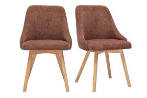 Chaises scandinaves en tissu chenille terre brûlée et bois clair (lot de 2) HASTA