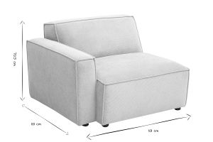 Módulo de ángulo izquierdo para sofá en tejido efecto terciopelo texturado beige SPLIT