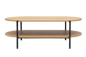 Table basse ovale finition bois clair chêne et métal L115 cm BRUNA