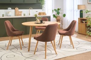 Chaises scandinaves en tissu chenille terre brûlée et bois clair (lot de 2) HASTA