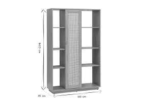 Bibliothèque séparatrice avec rangements finition bois clair chêne et cannage rotin L100 cm ALICANTE