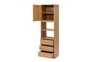 Bibliothèque étagère avec rangements finition bois clair chêne et cannage rotin L50 cm SEVILLE