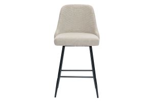 Tabourets de bar pivotants 360° en tissu chenille beige et métal H66 cm (lot de 2) HASTA