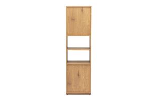 Bibliothèque étagère avec rangements finition bois clair chêne et cannage rotin L50 cm SEVILLE