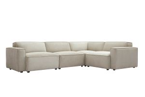 Canapé d'angle modulable 5 places en tissu effet velours texturé beige SPLIT