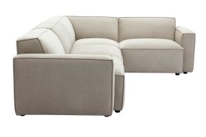 Canapé d'angle modulable 5 places en tissu effet velours texturé beige SPLIT