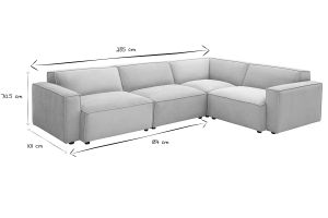 Canapé d'angle modulable 5 places en tissu effet velours texturé beige SPLIT