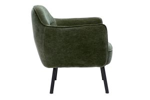 Fauteuil design en tissu effet velours vert kaki et métal noir LAURENS