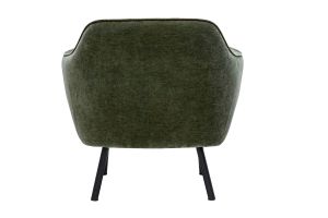 Fauteuil design en tissu effet velours vert kaki et métal noir LAURENS