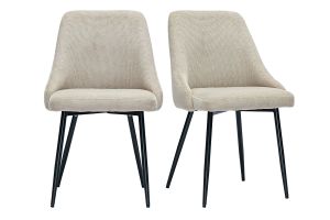Chaises en tissu chenille beige et métal noir (lot de 2) HASTA
