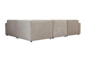 Divano angolare modulabile 5 posti in tessuto effetto velluto texturizzato beige SPLIT