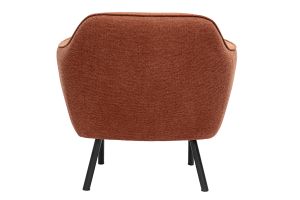 Fauteuil design en tissu effet velours texturé terre brûlée et métal noir LAURENS