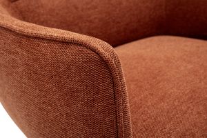 Fauteuil design en tissu effet velours texturé terre brûlée et métal noir LAURENS