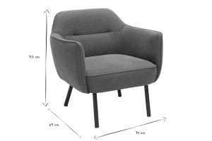Fauteuil design en tissu effet velours texturé terre brûlée et métal noir LAURENS