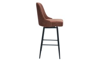 Tabourets de bar pivotants 360° en tissu chenille terre brûlée et métal H66 cm (lot de 2) HASTA