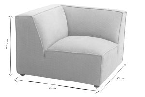 Module d'angle central pour canapé en tissu chenille beige SPLIT