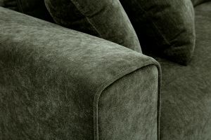 Canapé design 3 places en tissu effet velours vert kaki PEPPER