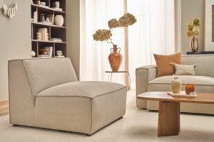 Module droit pour canapé en tissu chenille beige SPLIT
