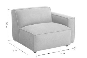 Module d'angle droit pour canapé en tissu chenille beige SPLIT