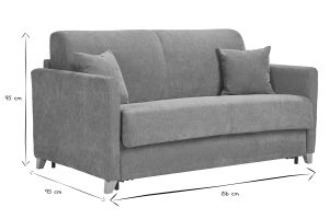 Canapé convertible 2-3 places en tissu effet velours terre brûlée et bois clair avec matelas 13 cm SKANDY