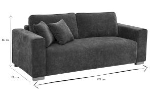 Canapé design 3 places en tissu effet velours vert kaki PEPPER