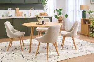 Chaises scandinaves en tissu chenille vert céladon et bois clair (lot de 2) HASTA