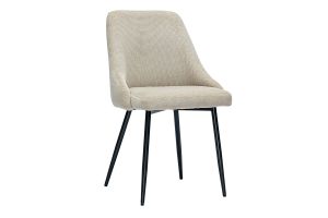 Chaises en tissu chenille beige et métal noir (lot de 2) HASTA