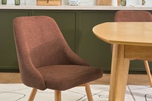 Chaises scandinaves en tissu chenille terre brûlée et bois clair (lot de 2) HASTA