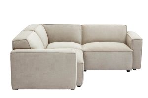 Canapé d'angle modulable 3 places en tissu effet velours texturé beige SPLIT