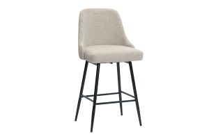 Tabourets de bar pivotants 360° en tissu chenille beige et métal H66 cm (lot de 2) HASTA